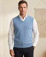 ZHILIFS | Men's V-Neck Sweater Vest — Sky blue