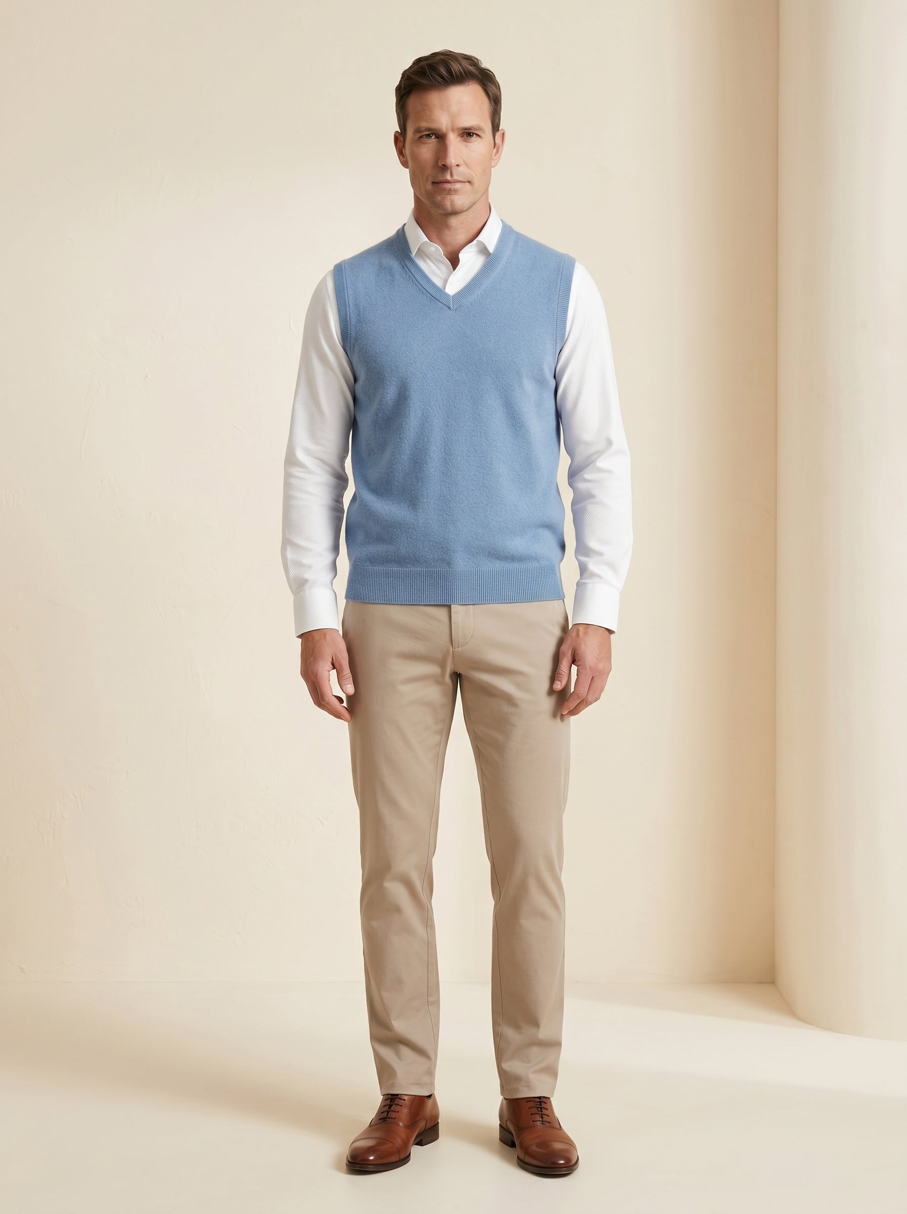 ZHILIFS | Men's V-Neck Sweater Vest — Sky blue