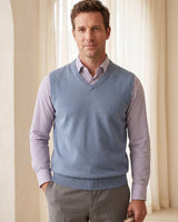 Fine Knit V-Neck Vest — Sky blue