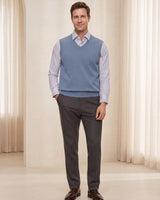 Fine Knit V-Neck Vest — Sky blue