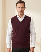 ZHILIFS | Men's V-Neck Sweater Vest — Wine red