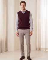 Fine Knit V-Neck Vest — Wine red
