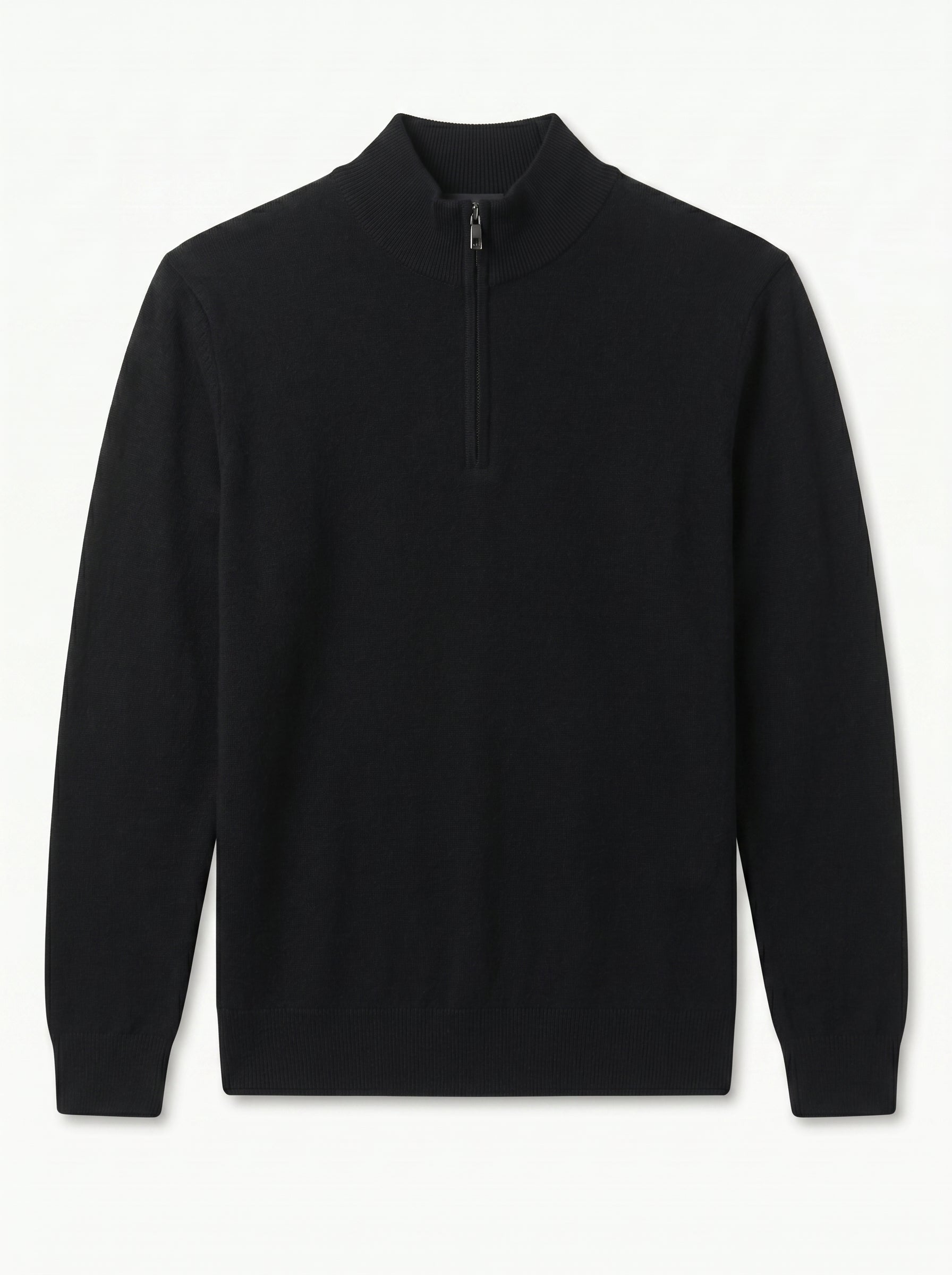 ZHILIFS | Men's Quarter Zip Mock Neck Pullover — Black