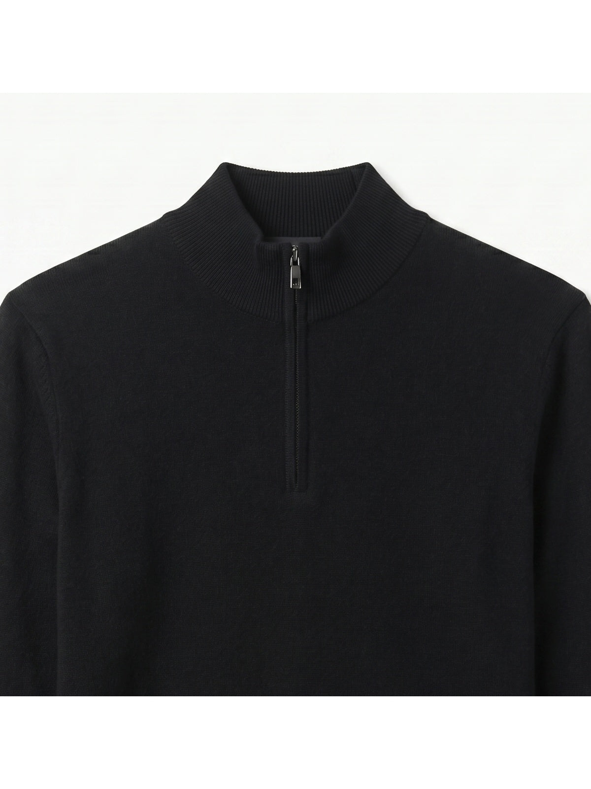 ZHILIFS | Men's Quarter Zip Mock Neck Pullover — Black