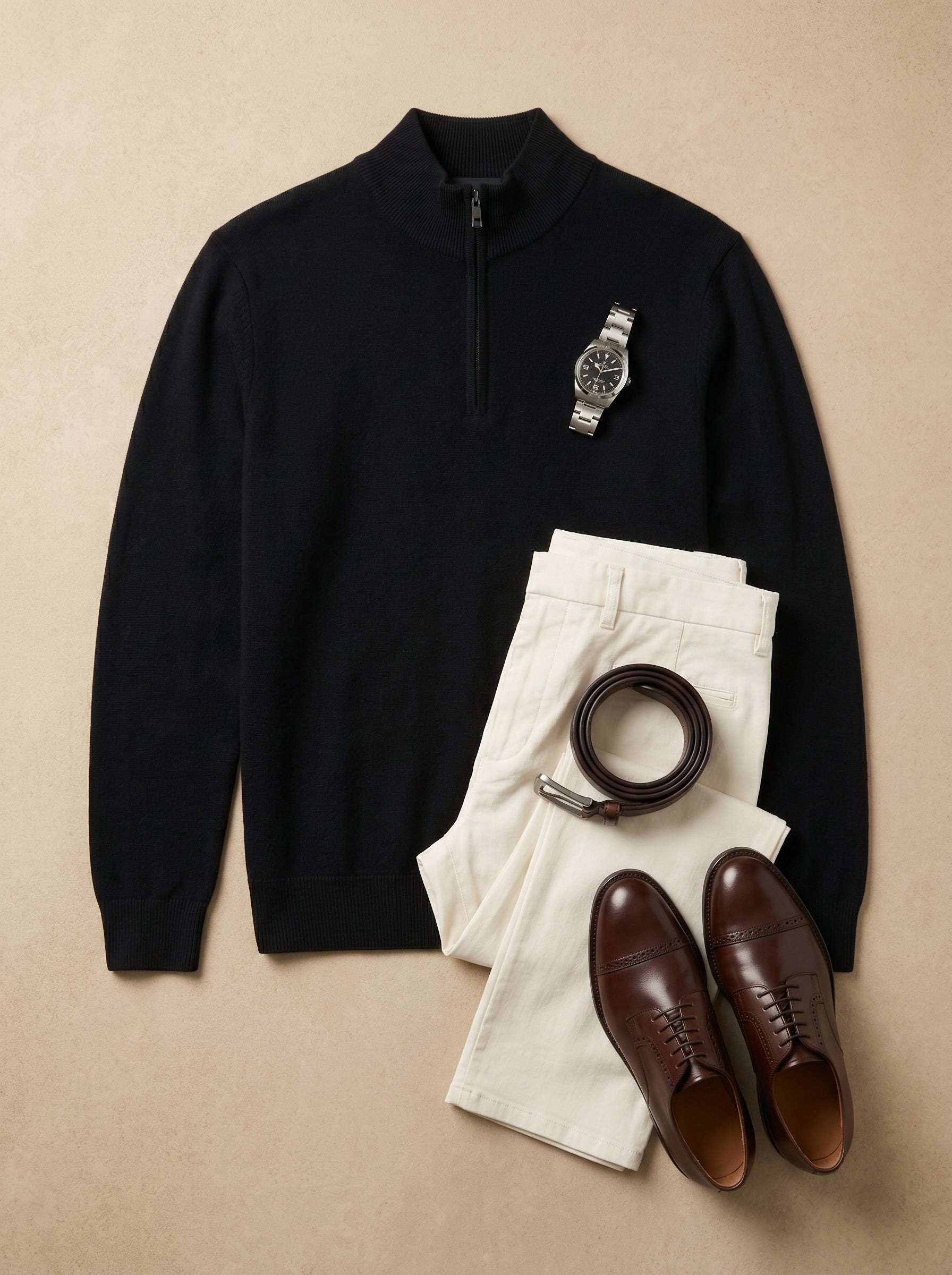 ZHILIFS | Men's Quarter Zip Mock Neck Pullover — Black