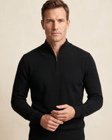 ZHILIFS | Men's Quarter Zip Mock Neck Pullover — Black