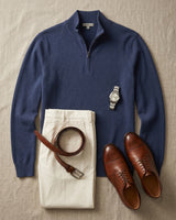 ZHILIFS | Men's Quarter Zip Mock Neck Pullover — Blue