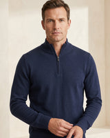 ZHILIFS | Men's Quarter Zip Mock Neck Pullover — Blue
