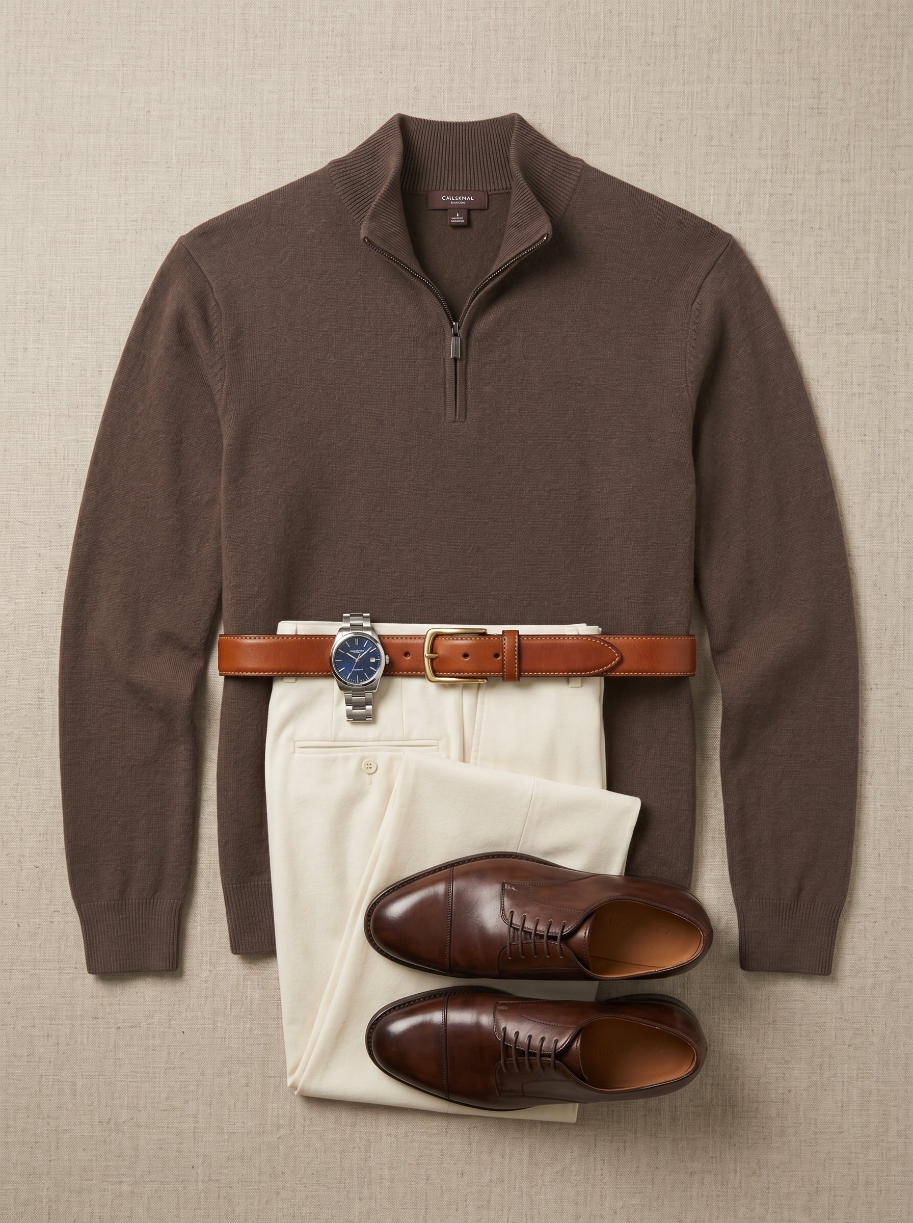 ZHILIFS | Men's Quarter Zip Mock Neck Pullover — Bronze