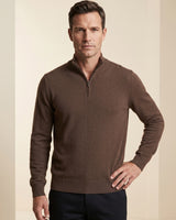 ZHILIFS | Men's Quarter Zip Mock Neck Pullover — Bronze