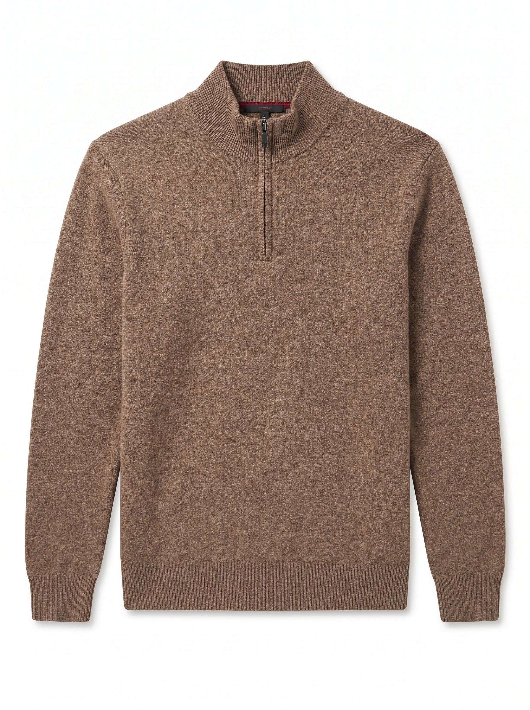 ZHILIFS | Men's Quarter Zip Mock Neck Pullover — Brown