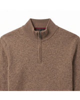 ZHILIFS | Men's Quarter Zip Mock Neck Pullover — Brown