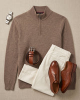 ZHILIFS | Men's Quarter Zip Mock Neck Pullover — Brown