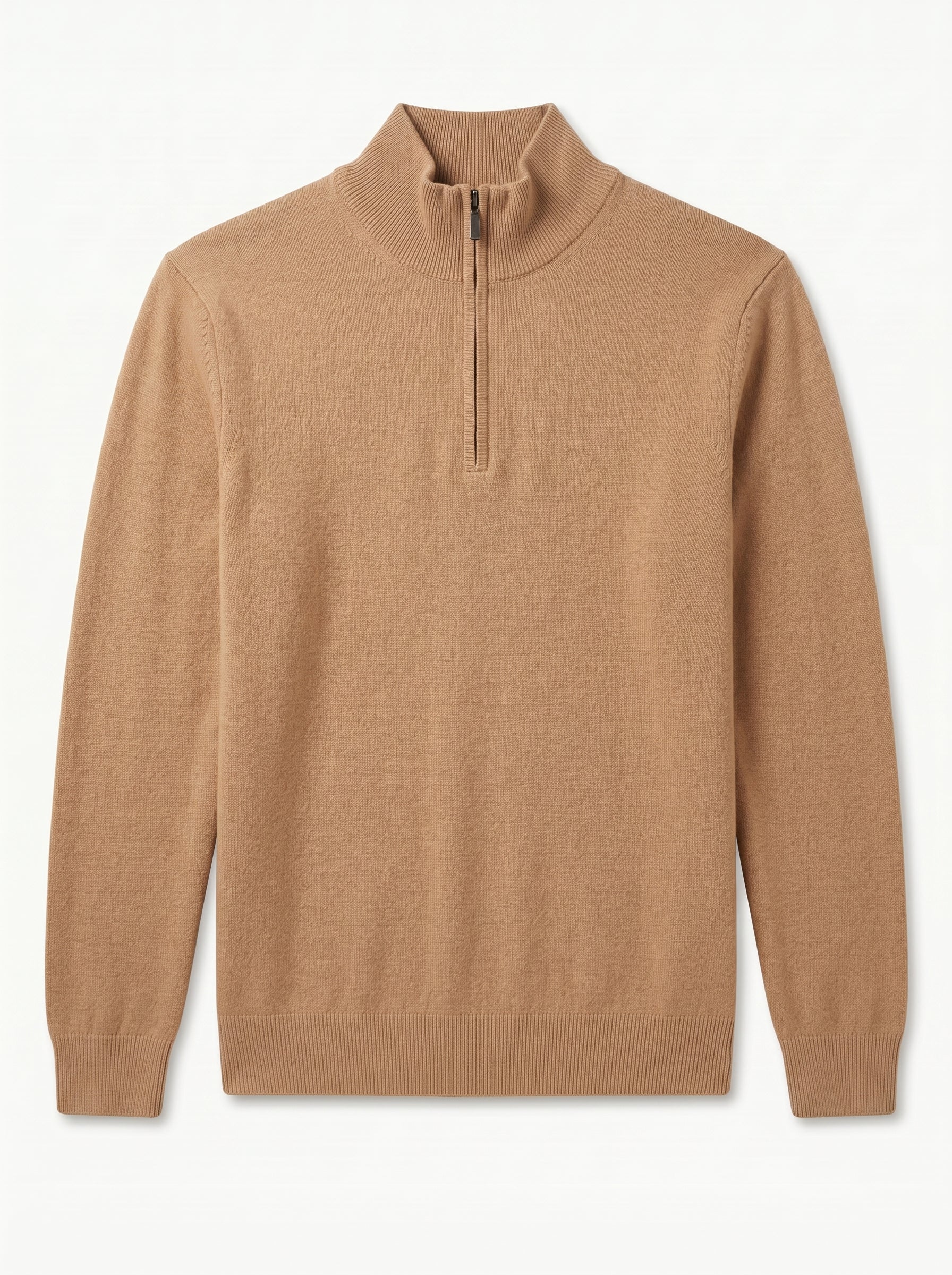 ZHILIFS | Men's Quarter Zip Mock Neck Pullover — Camel