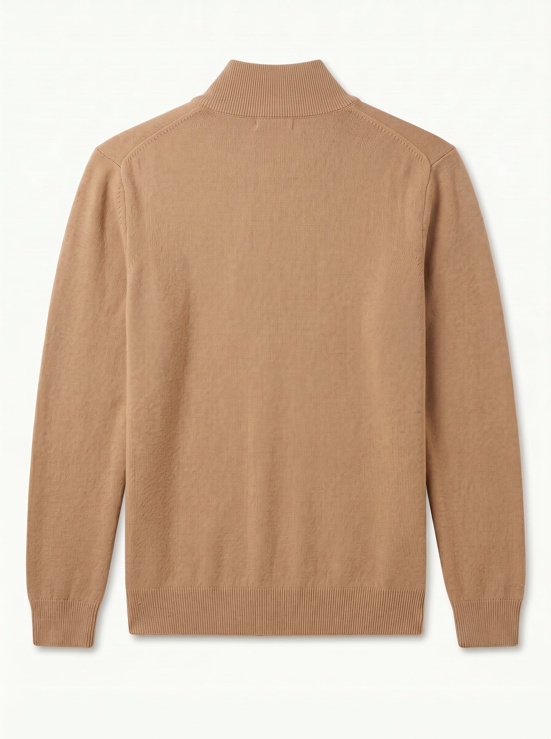 ZHILIFS | Men's Quarter Zip Mock Neck Pullover — Camel