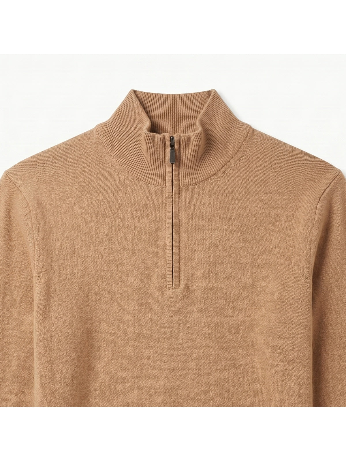 ZHILIFS | Men's Quarter Zip Mock Neck Pullover — Camel