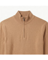 ZHILIFS | Men's Quarter Zip Mock Neck Pullover — Camel