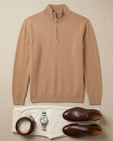 ZHILIFS | Men's Quarter Zip Mock Neck Pullover — Camel