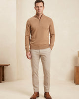 ZHILIFS | Men's Quarter Zip Mock Neck Pullover — Camel