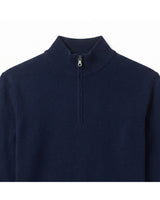 ZHILIFS | Men's Quarter Zip Mock Neck Pullover — Dark blue