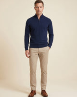 ZHILIFS | Men's Quarter Zip Mock Neck Pullover — Dark blue