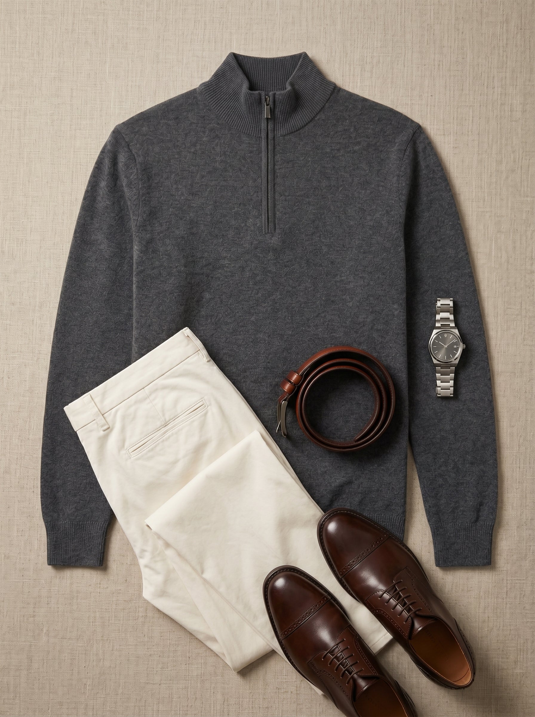 ZHILIFS | Men's Quarter Zip Mock Neck Pullover — Dark grey
