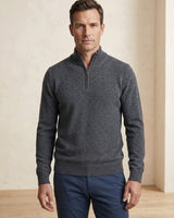 ZHILIFS | Men's Quarter Zip Mock Neck Pullover — Dark grey