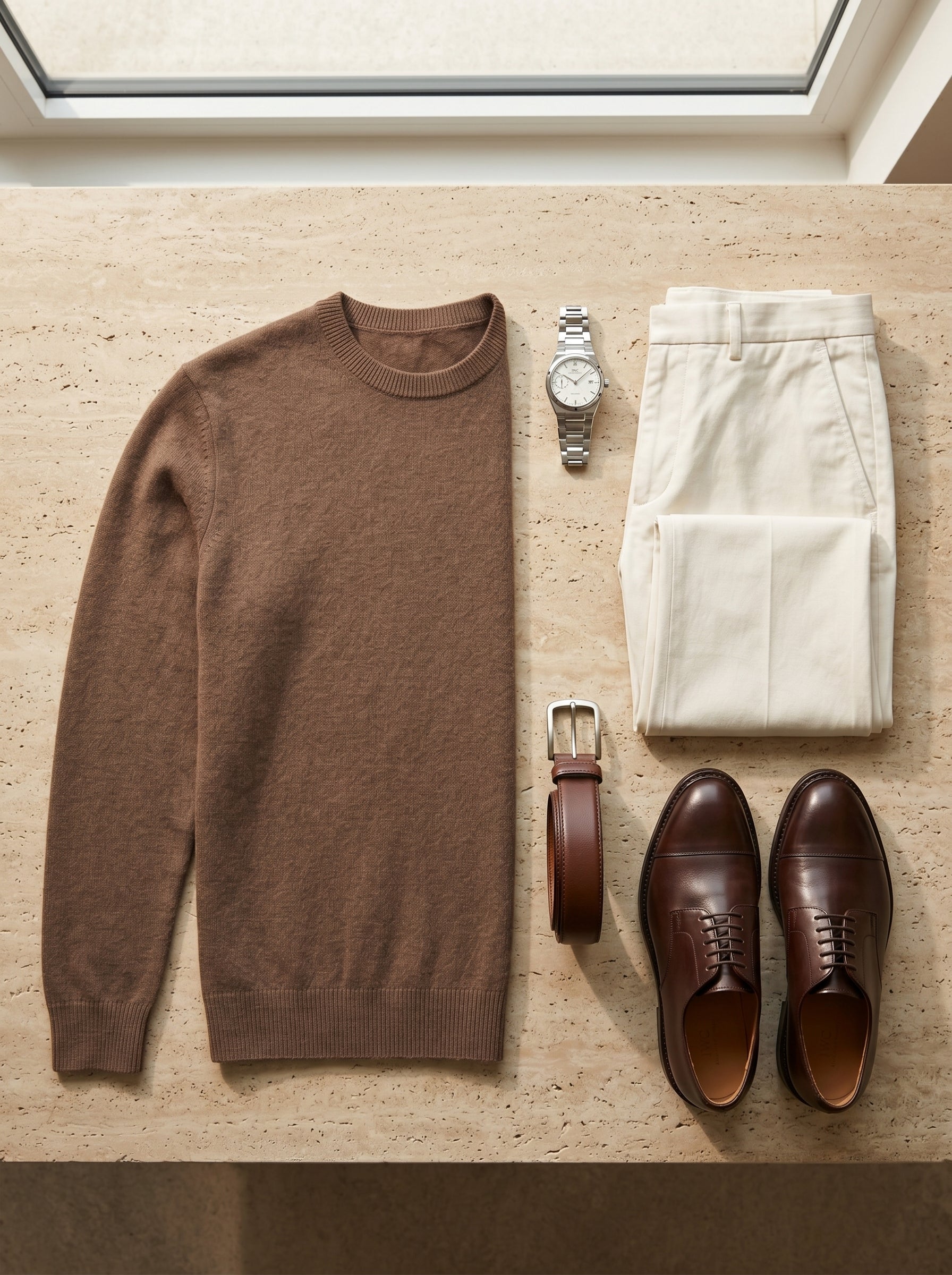 ZHILIFS | Men's Crew Neck Pullover — Brown