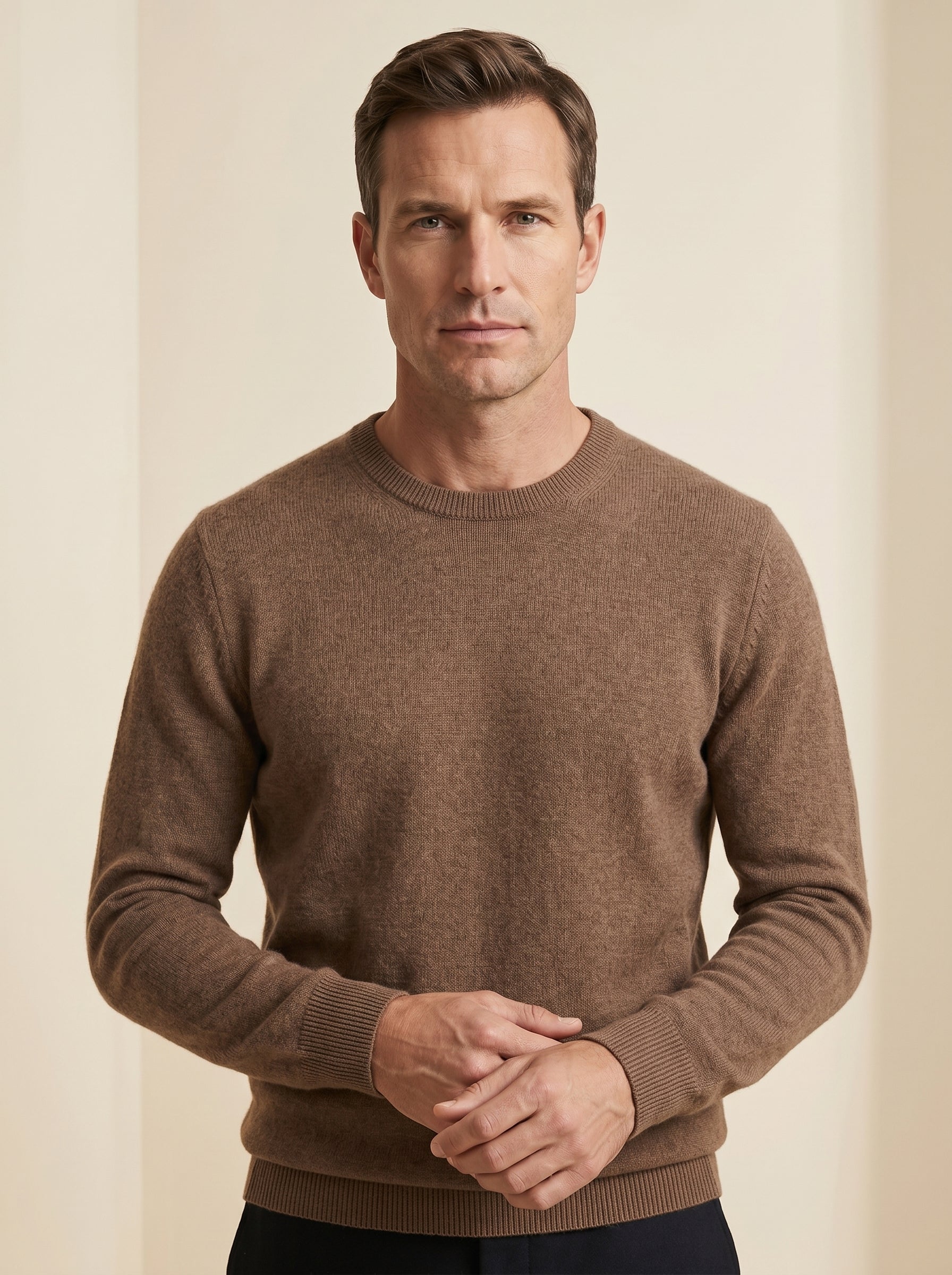 ZHILIFS | Men's Crew Neck Pullover — Brown