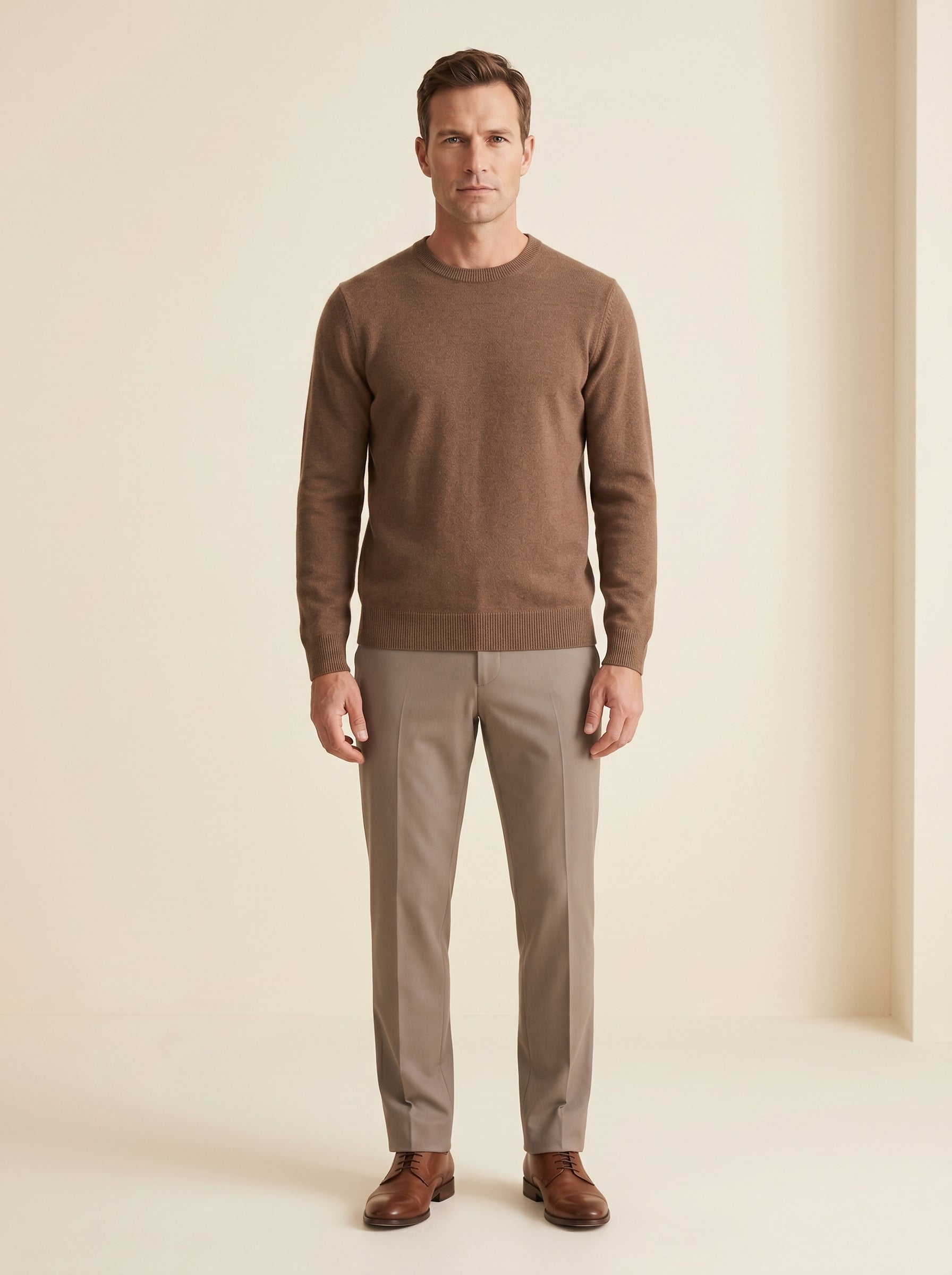 ZHILIFS | Men's Crew Neck Pullover — Brown