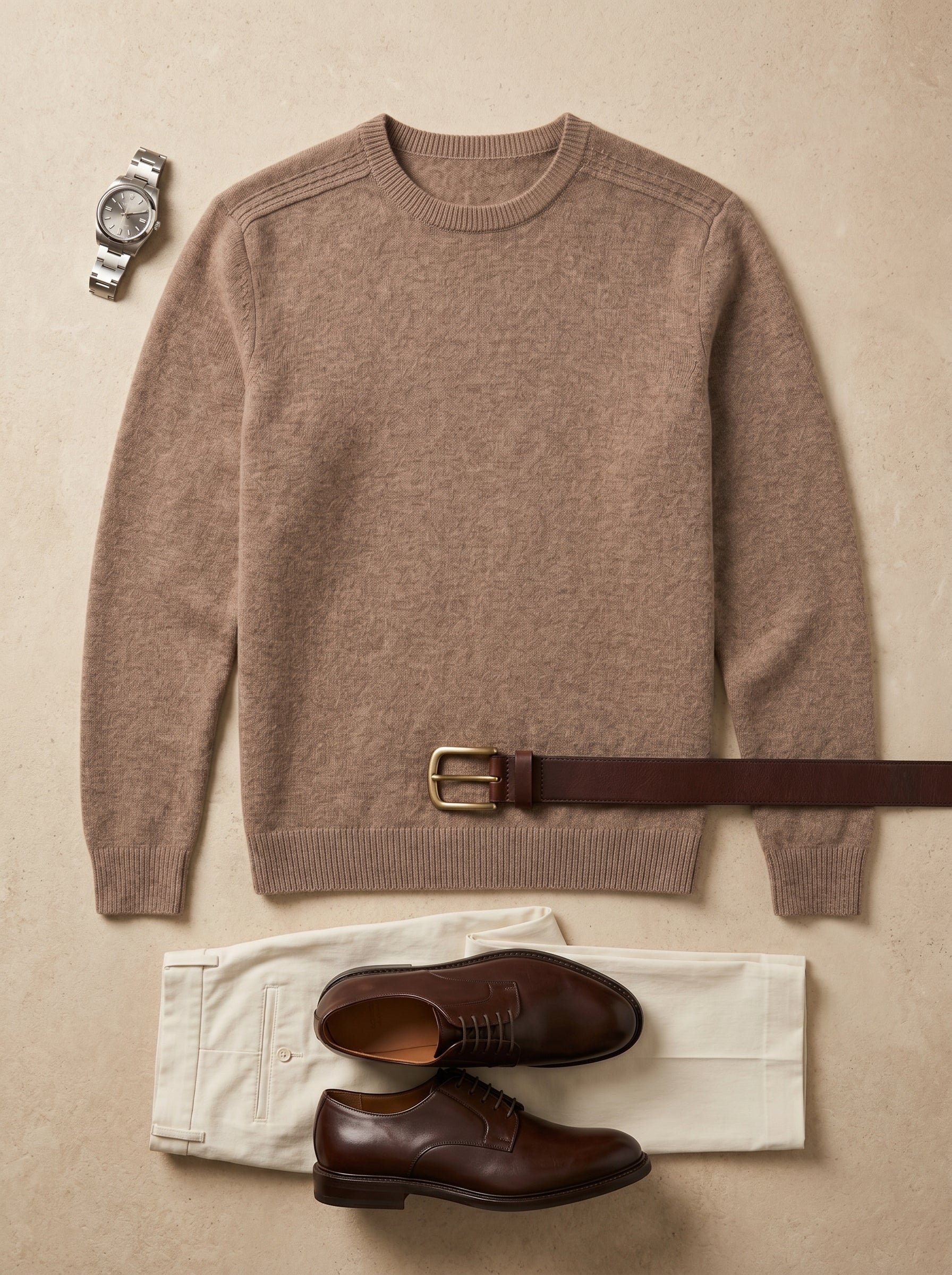 ZHILIFS | Men's Crew Neck Pullover — Camel