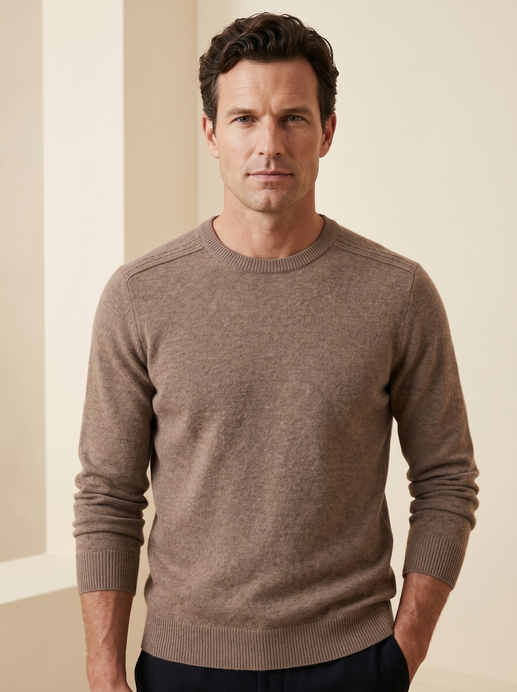 ZHILIFS | Men's Crew Neck Pullover — Camel