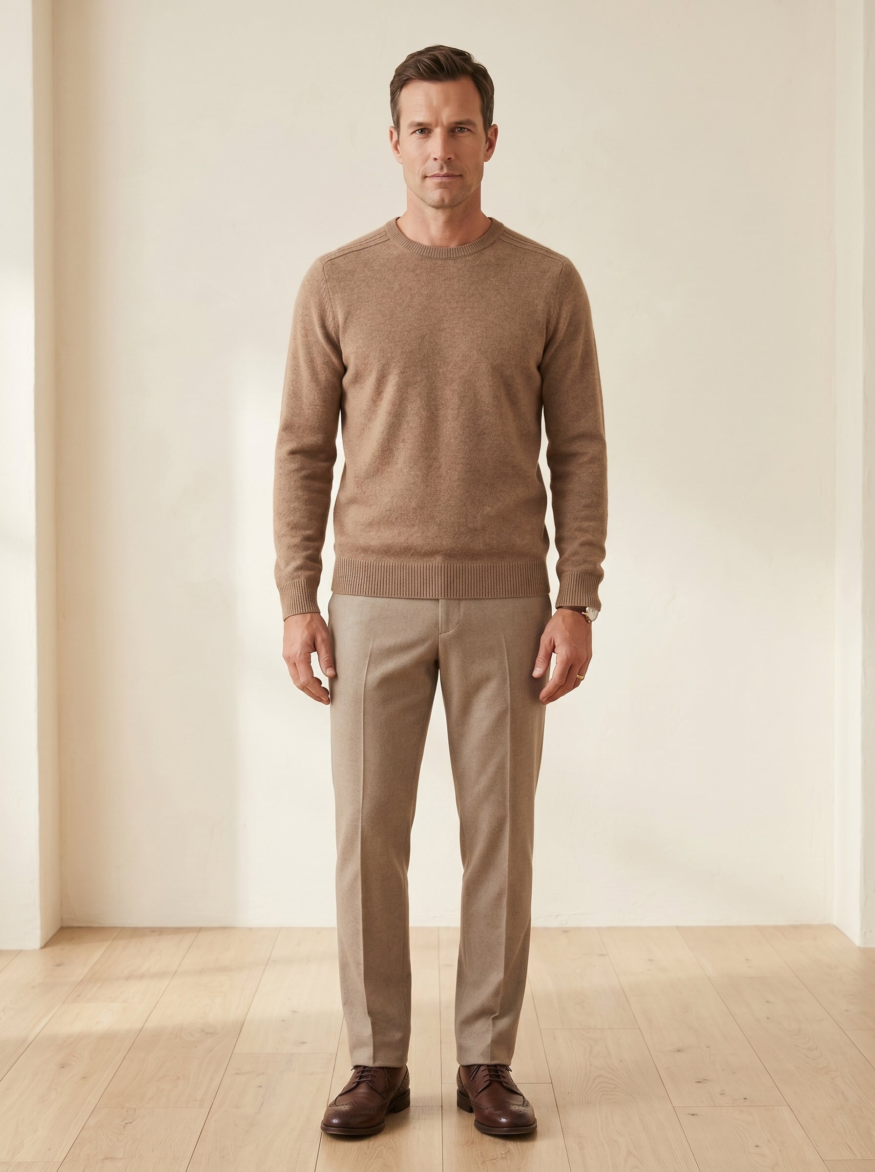 ZHILIFS | Men's Crew Neck Pullover — Camel