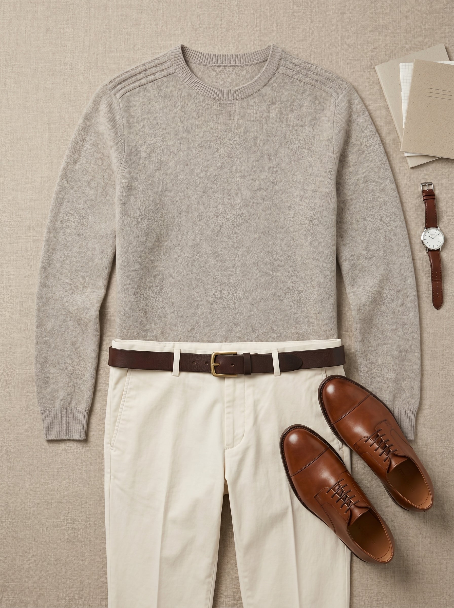 ZHILIFS | Men's Crew Neck Pullover — Light brown