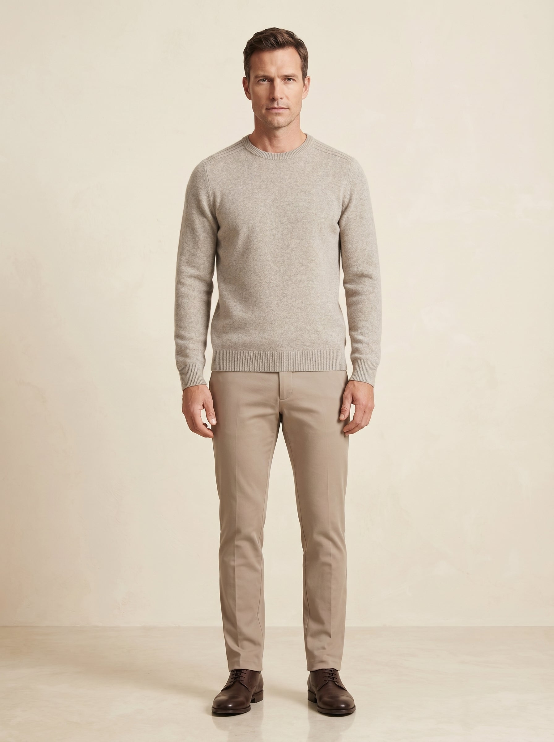 ZHILIFS | Men's Crew Neck Pullover — Light brown