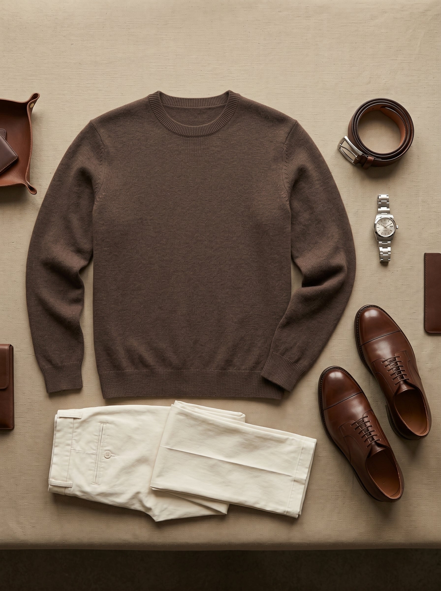 ZHILIFS | Men's Crew Neck Pullover — Brown