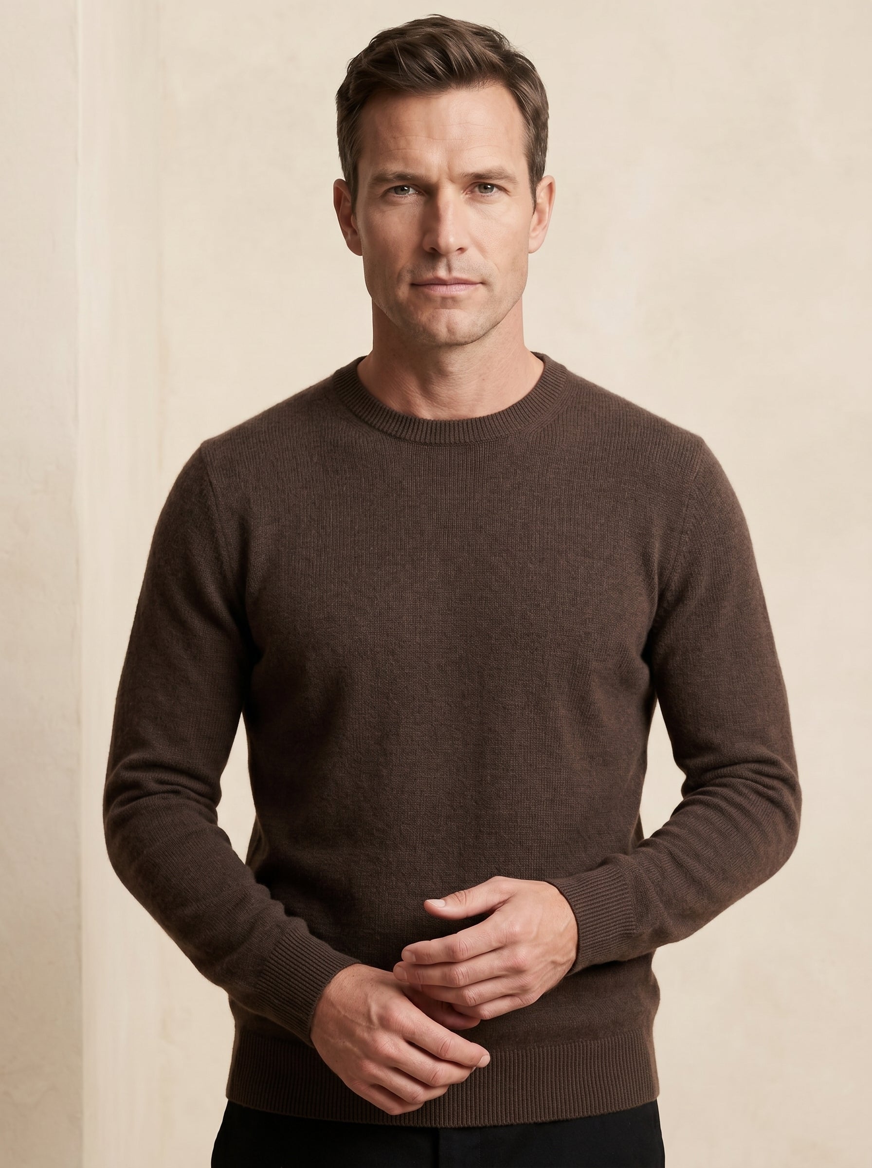 ZHILIFS | Men's Crew Neck Pullover — Brown
