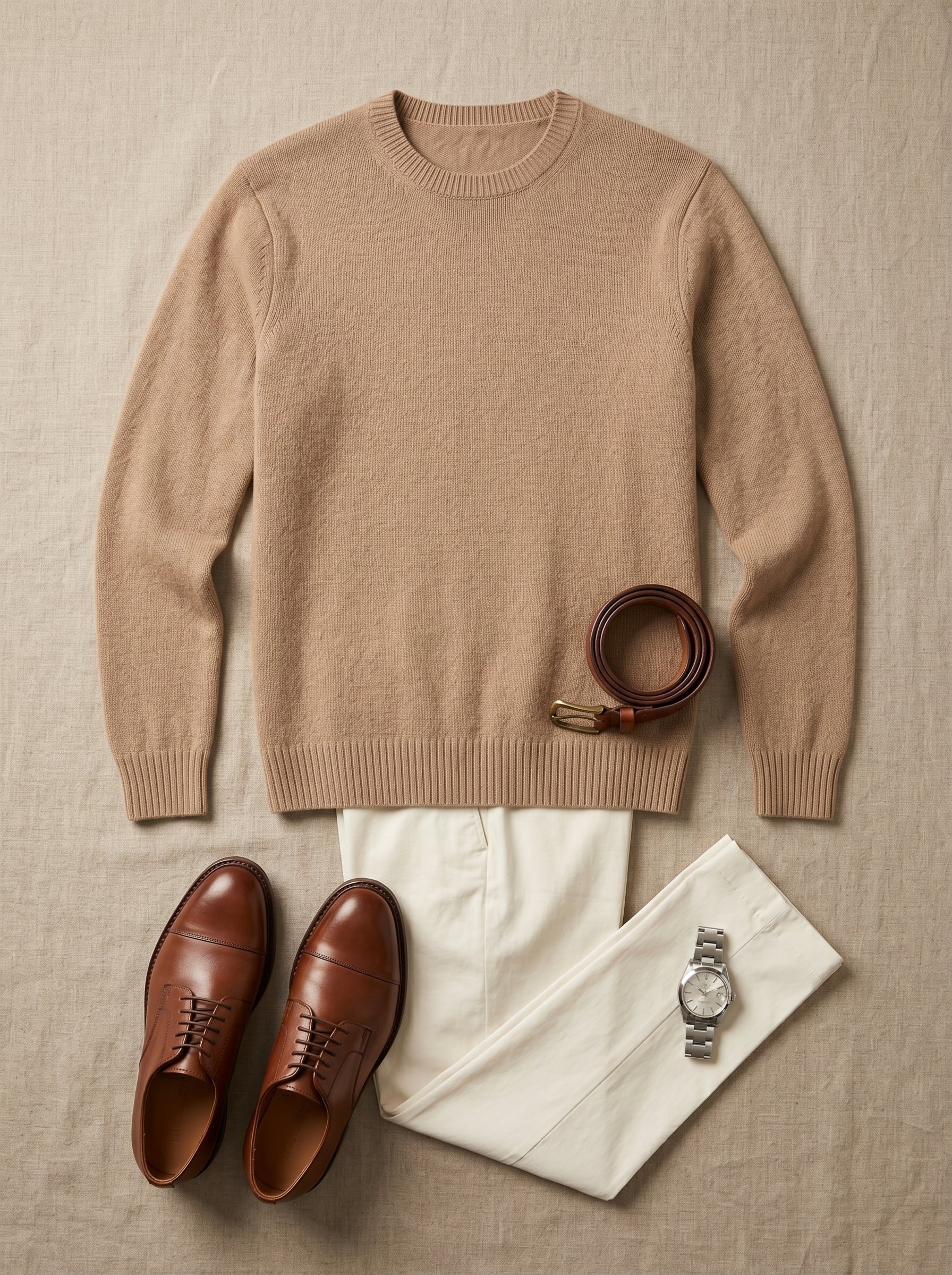 ZHILIFS | Men's Crew Neck Pullover — Camel