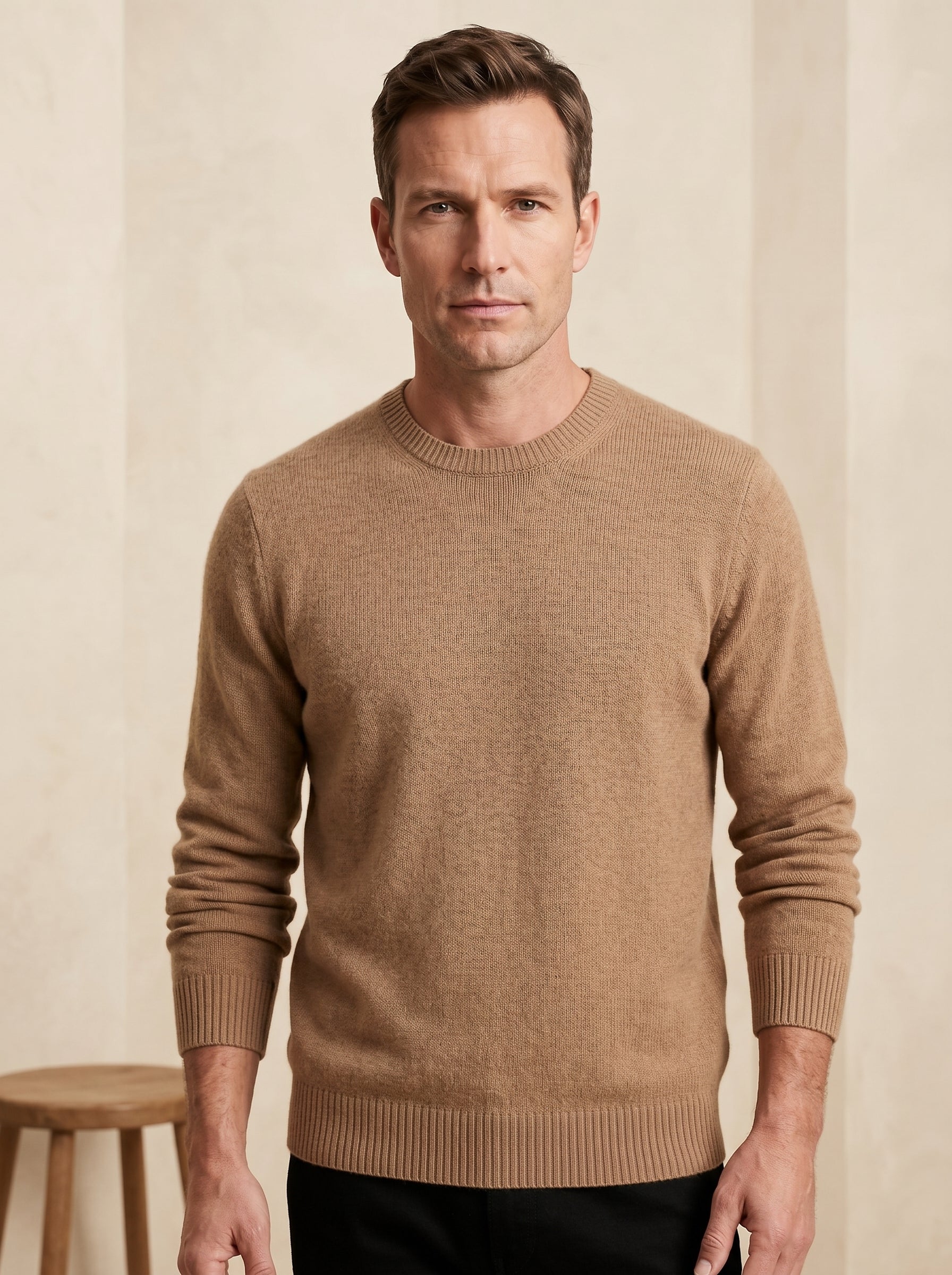 ZHILIFS | Men's Crew Neck Pullover — Camel