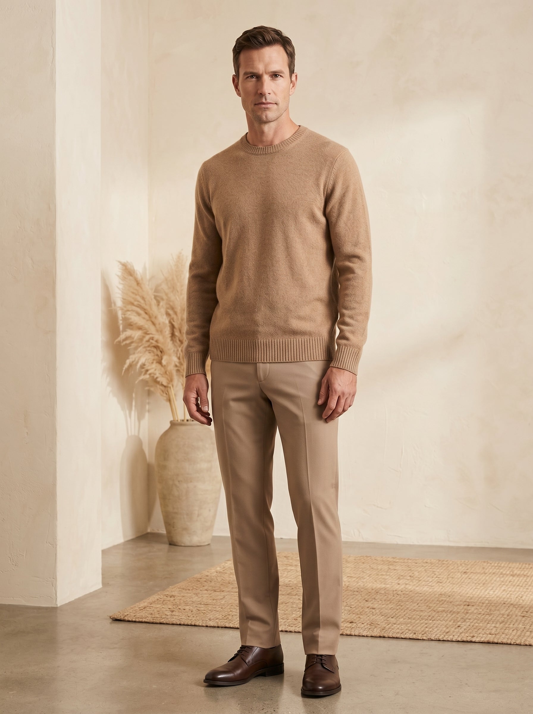 ZHILIFS | Men's Crew Neck Pullover — Camel