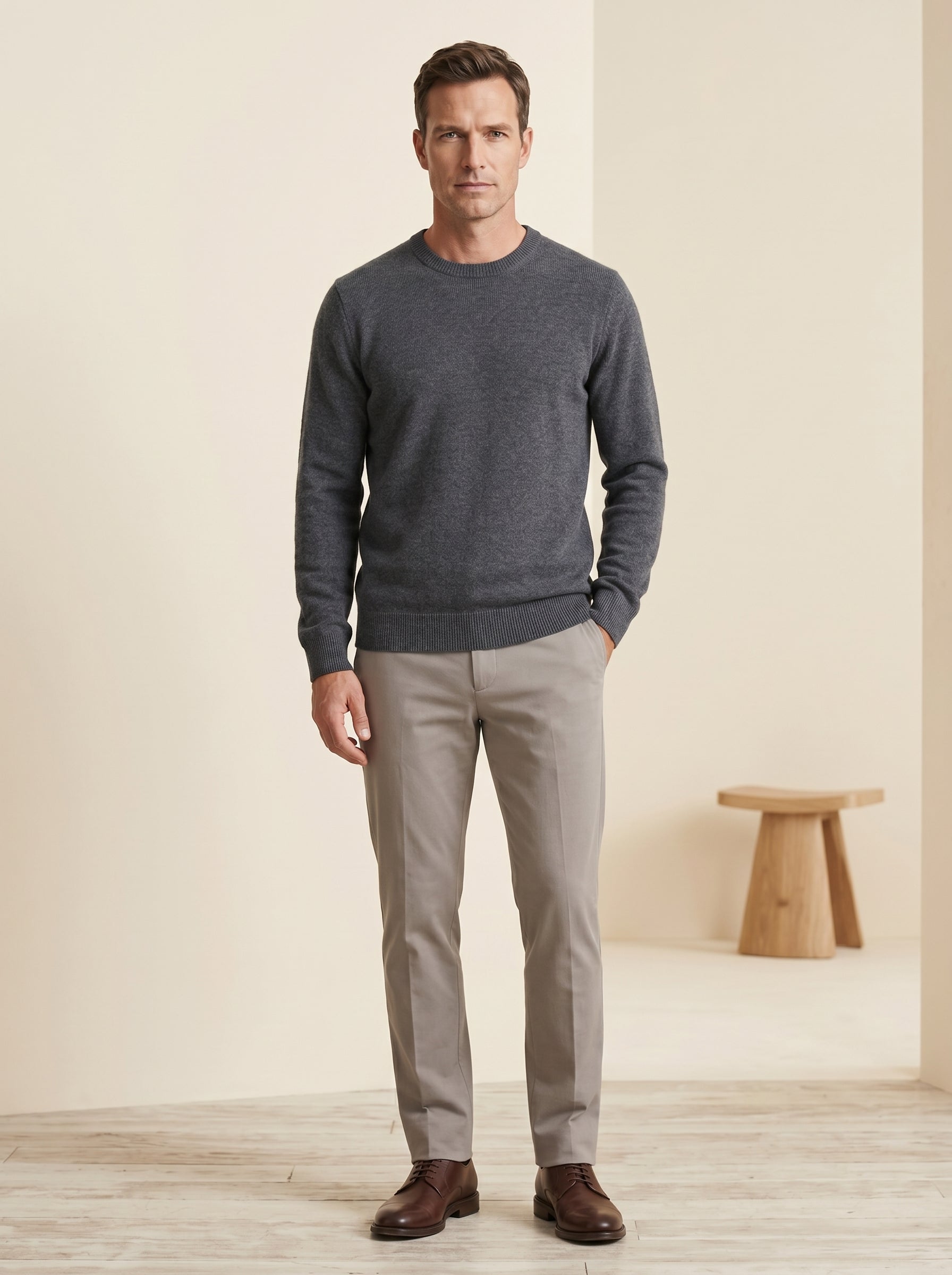 ZHILIFS | Men's Crew Neck Pullover — Dark grey