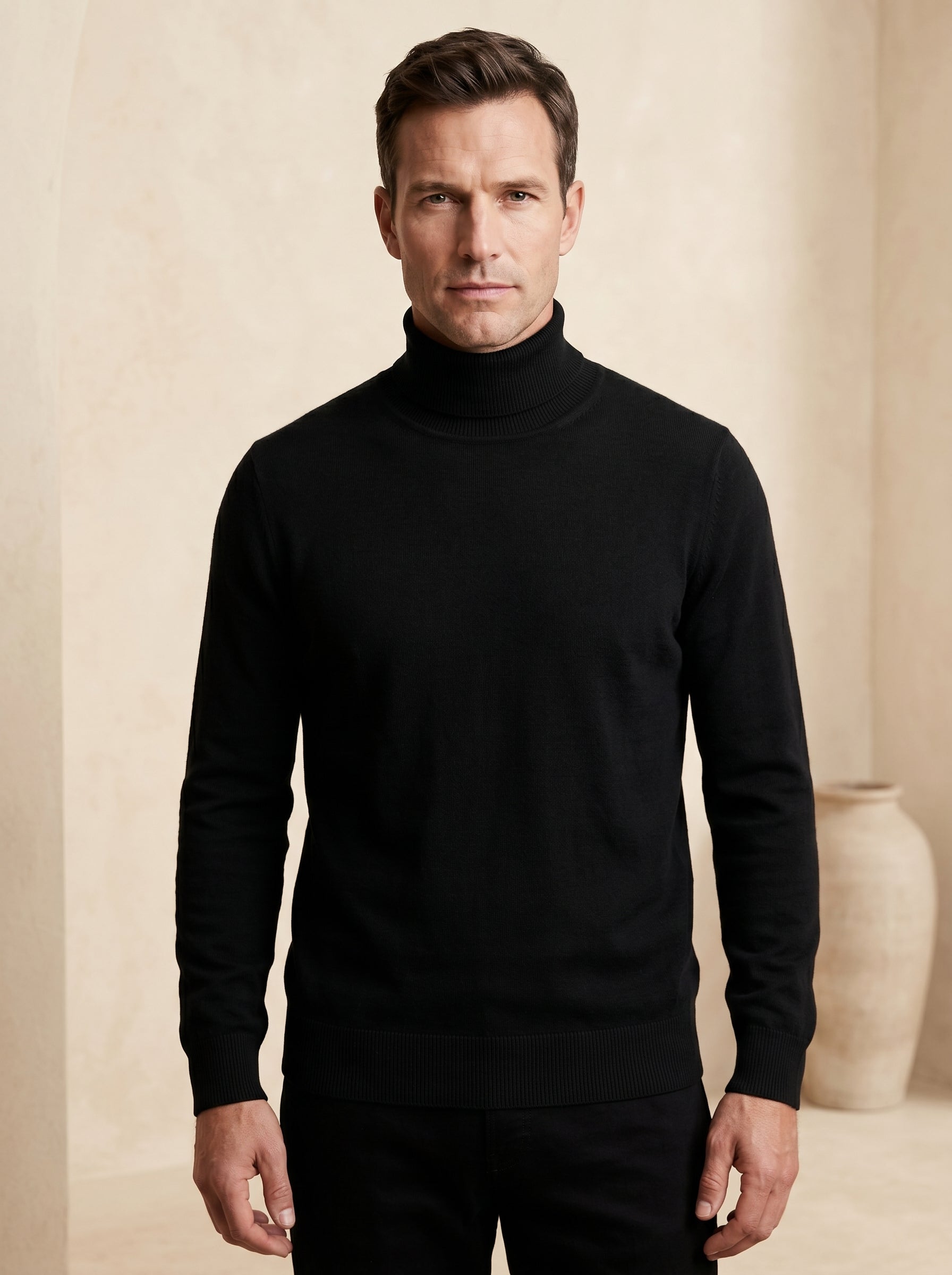 ZHILIFS | Men's Turtleneck Pullover — Black