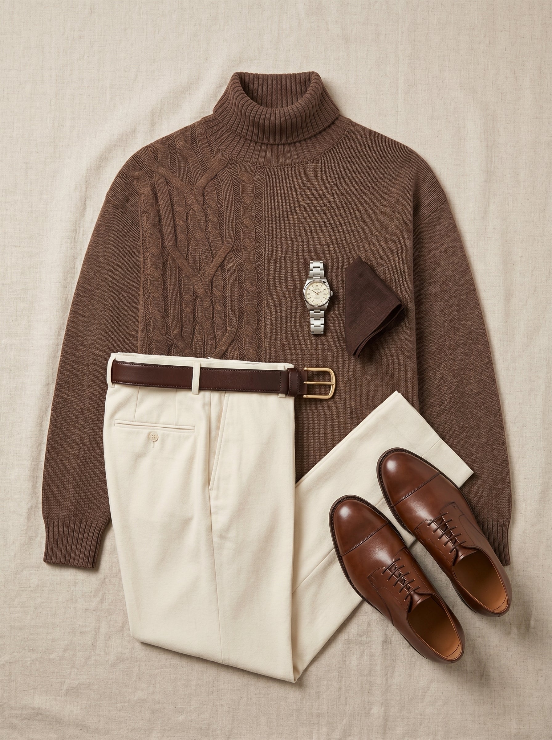ZHILIFS | Men's Turtleneck Pullover — Brown