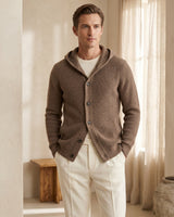 Men's Hooded Wool Cardigan with Front Button