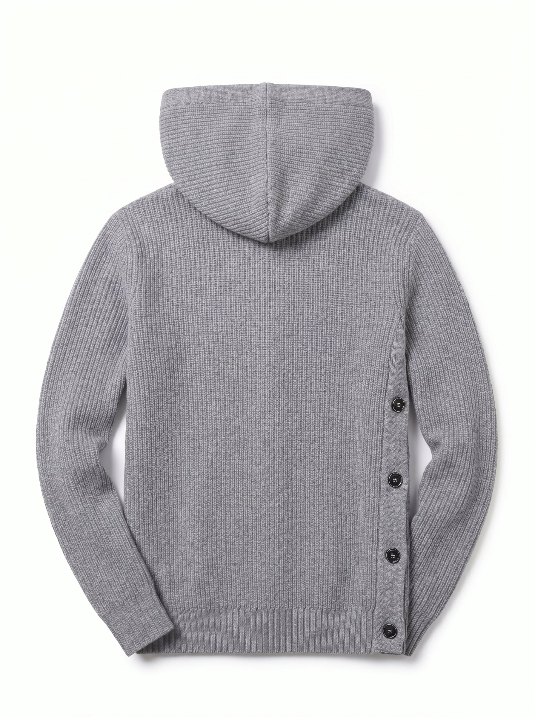 Men's Hooded Wool Cardigan with Front Button — Grey
