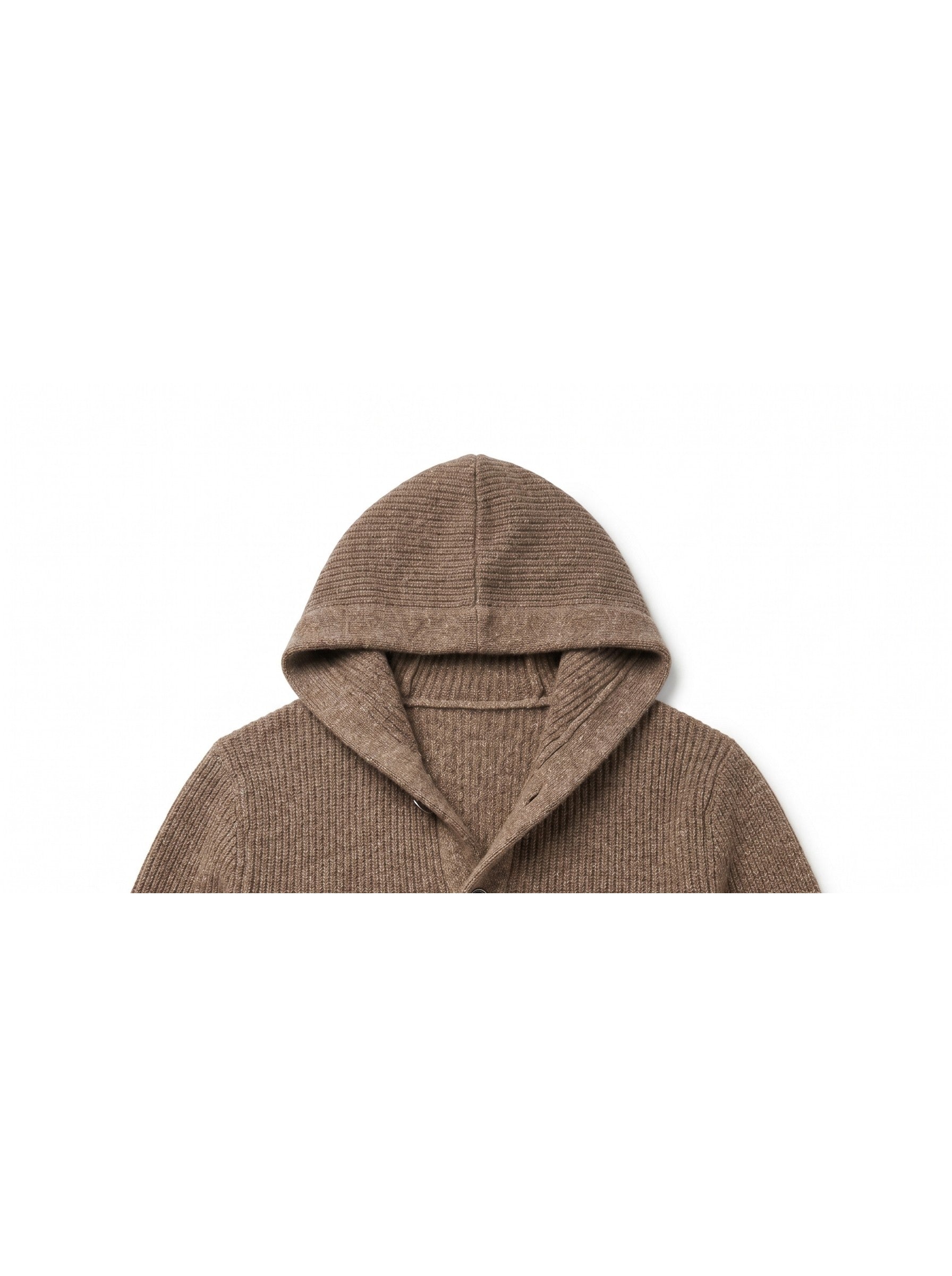 Men's Hooded Wool Cardigan with Front Button — Brown