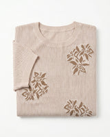 Women's Floral Openwork Knit Top - Beige