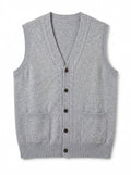 Cable Knit Button-Front Cashmere Vest