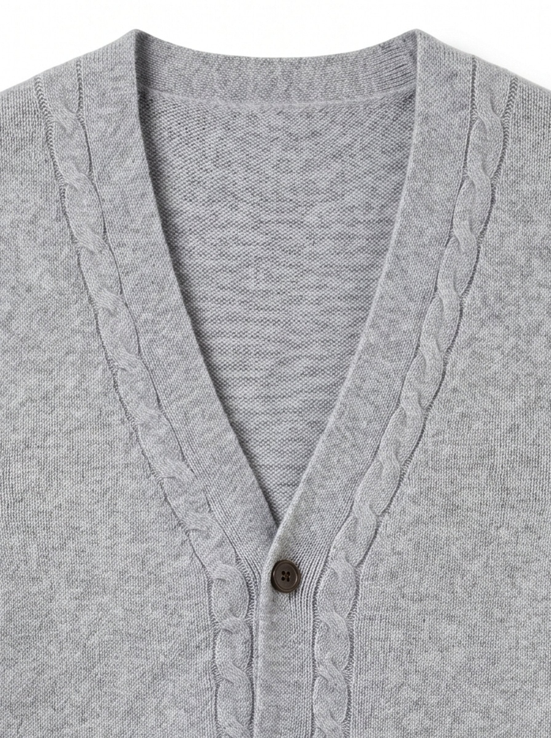 Cable Knit Button-Front Cashmere Vest — Gray