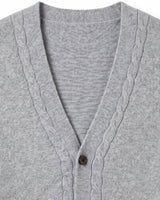 Cable Knit Button-Front Vest — Gray